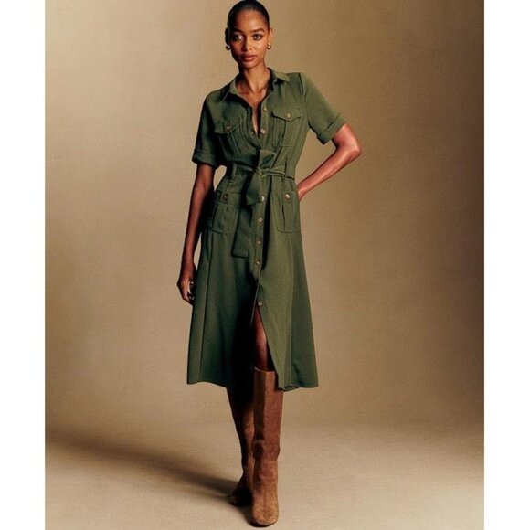SEZANE Women's Raquel Dress Size 4 In Kaki Green - Picture 1 of 16